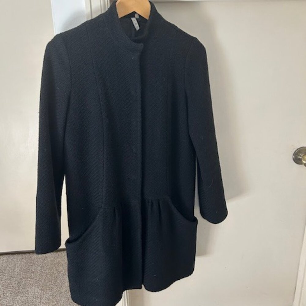 IRO Black Collarless Snap button Coat - Size Small/Medium